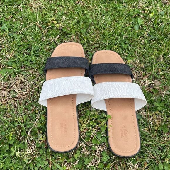 Urban Outfitters Double Strap Square Toe Slide Sandals | 7 - Picture 2 of 4